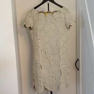 Womens Cream Floral cut out Sheath Dress